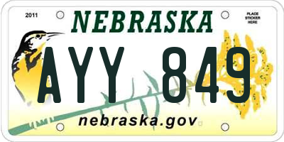 NE license plate AYY849