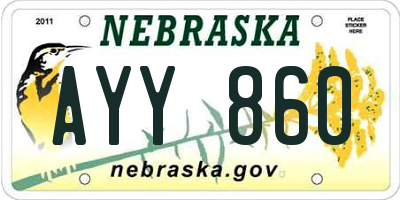 NE license plate AYY860