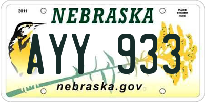 NE license plate AYY933