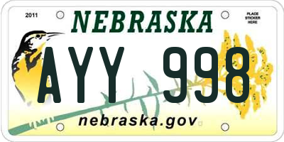 NE license plate AYY998