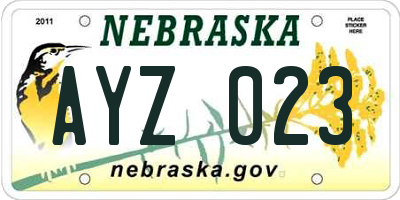 NE license plate AYZ023