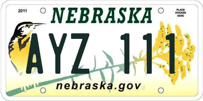 NE license plate AYZ111