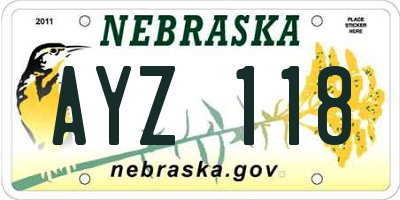 NE license plate AYZ118