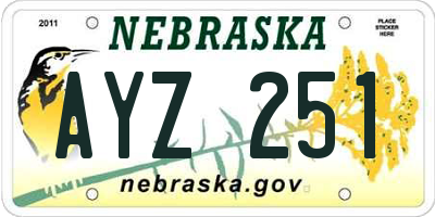 NE license plate AYZ251