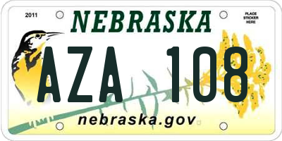 NE license plate AZA108