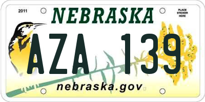 NE license plate AZA139