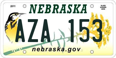 NE license plate AZA153