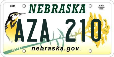 NE license plate AZA210