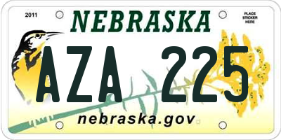 NE license plate AZA225