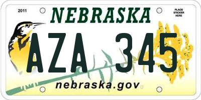 NE license plate AZA345