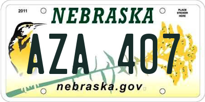 NE license plate AZA407