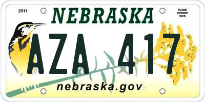 NE license plate AZA417