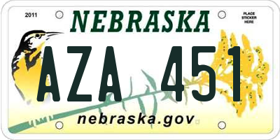 NE license plate AZA451