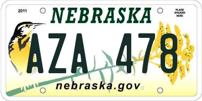 NE license plate AZA478