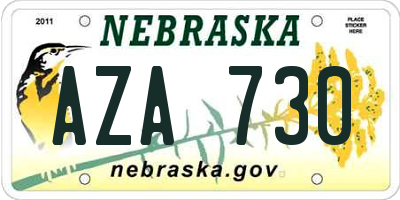 NE license plate AZA730