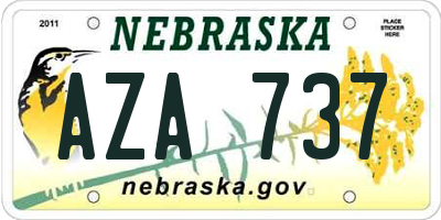 NE license plate AZA737
