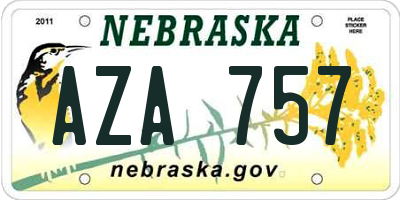 NE license plate AZA757