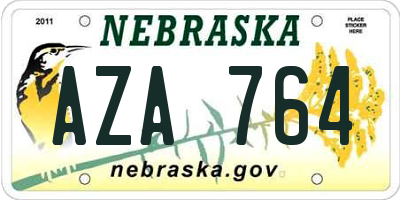 NE license plate AZA764