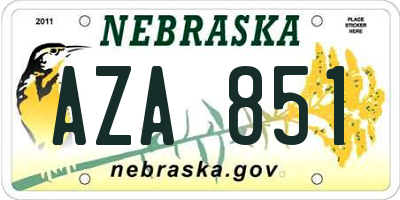 NE license plate AZA851