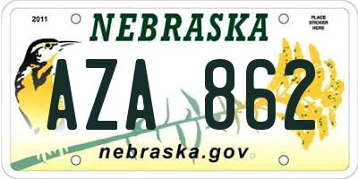 NE license plate AZA862