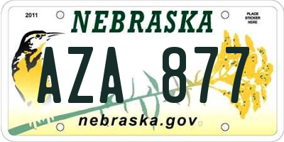NE license plate AZA877