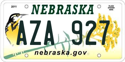 NE license plate AZA927