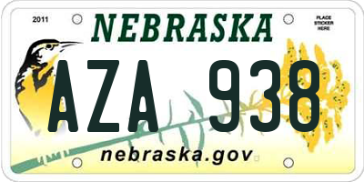 NE license plate AZA938