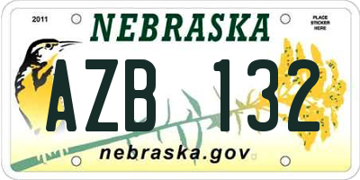 NE license plate AZB132