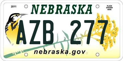 NE license plate AZB277