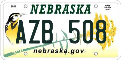 NE license plate AZB508