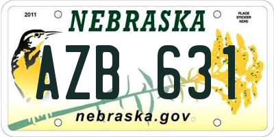 NE license plate AZB631