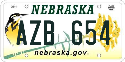 NE license plate AZB654