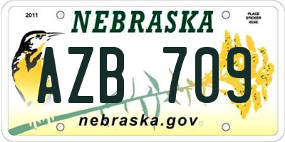 NE license plate AZB709
