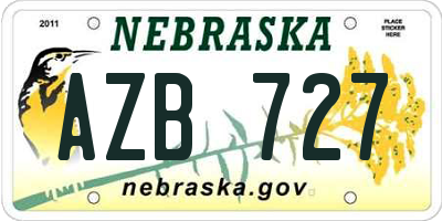 NE license plate AZB727