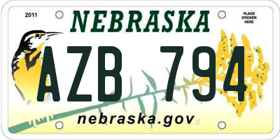 NE license plate AZB794