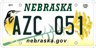 NE license plate AZC051