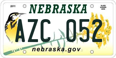 NE license plate AZC052