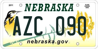 NE license plate AZC090