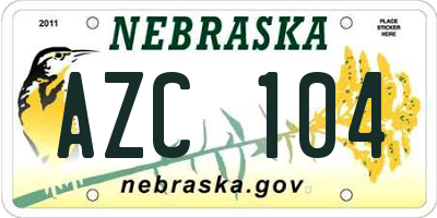 NE license plate AZC104