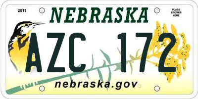 NE license plate AZC172