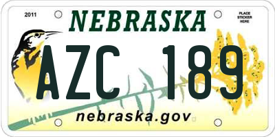 NE license plate AZC189