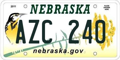 NE license plate AZC240