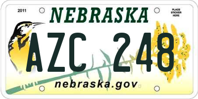 NE license plate AZC248