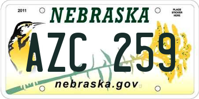 NE license plate AZC259