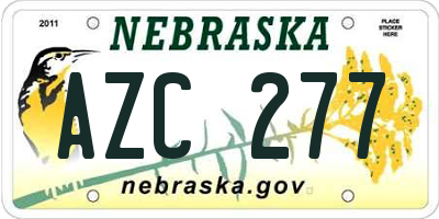 NE license plate AZC277