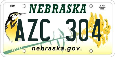 NE license plate AZC304