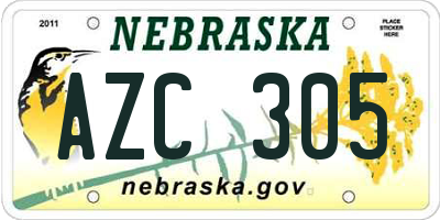NE license plate AZC305