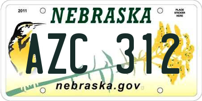 NE license plate AZC312