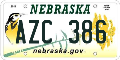 NE license plate AZC386