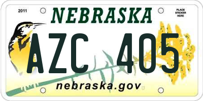 NE license plate AZC405